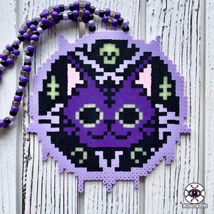 Cat Witchcraft Perler Necklace Glow in the Dark